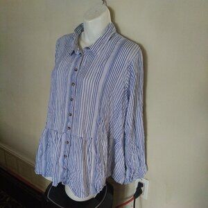 💲5⃣▶▶▶1x blue stripe pepulon blouse